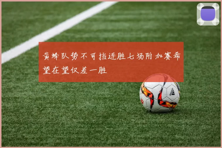 黄蜂队势不可挡连胜七场附加赛希望在望仅差一胜